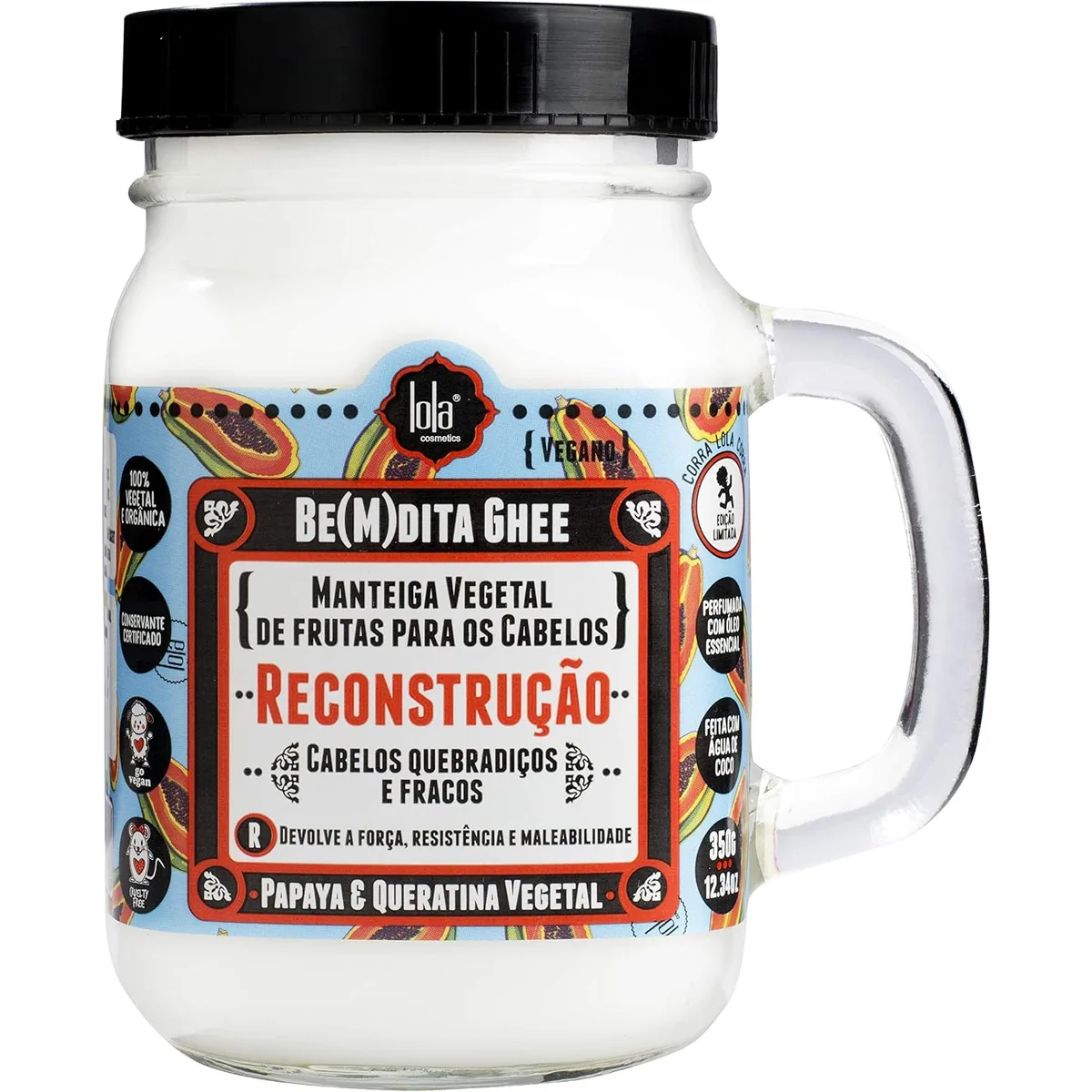 Bemdita Ghee Máscara Reconstrução Mamão 350g, Lola Cosmetics