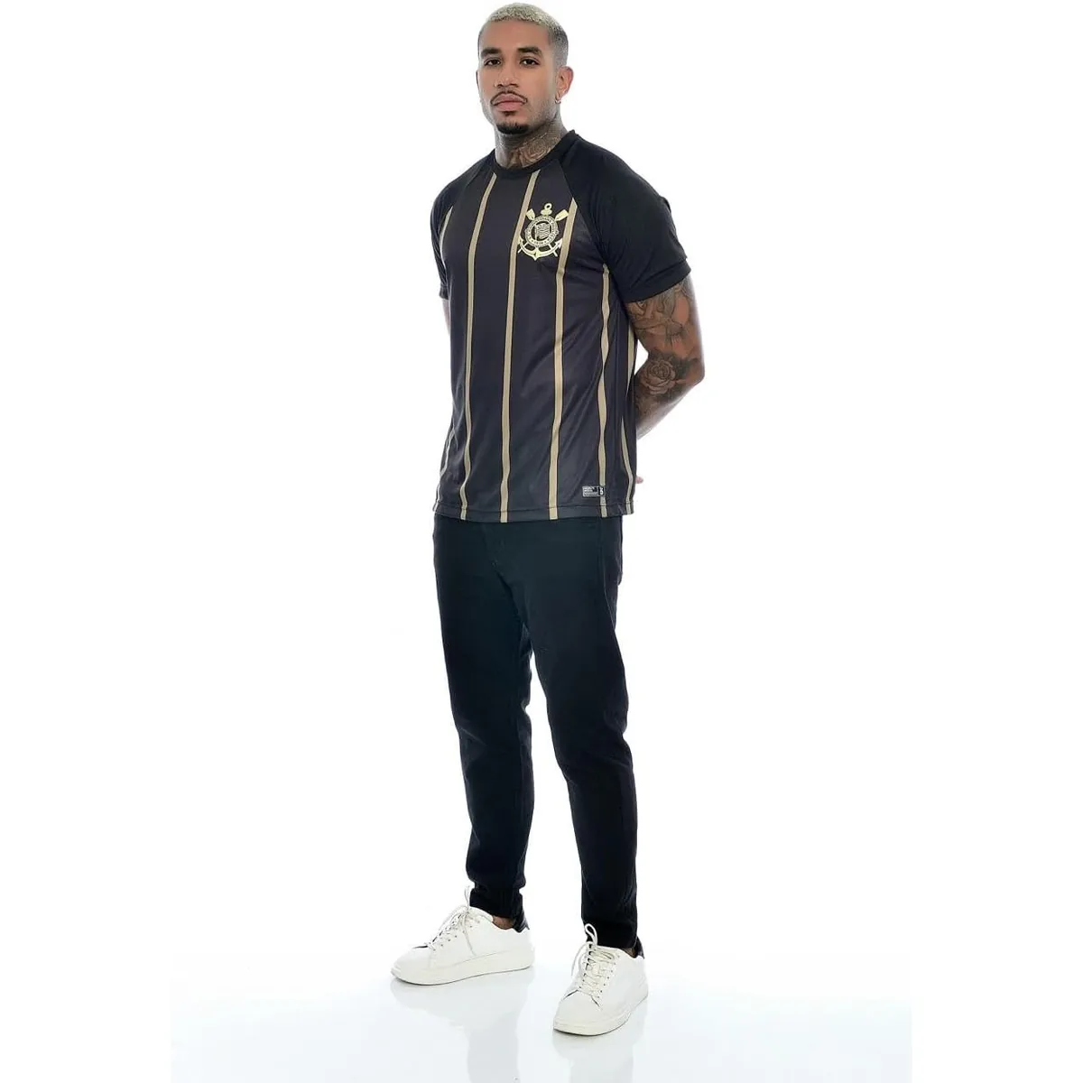 Camisa Corinthians Listrada, Masculina, Preta