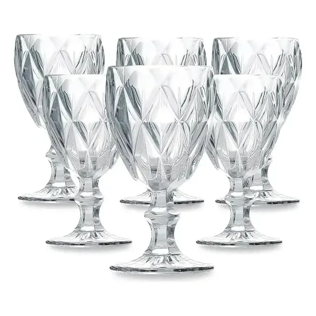 Conjunto de Taças de Vidro 340ml Diamond Line - 6 Peças Transparente