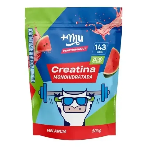 Creatina Monohidratada 100% Pura Mais Mu Sabor Melancia 500g