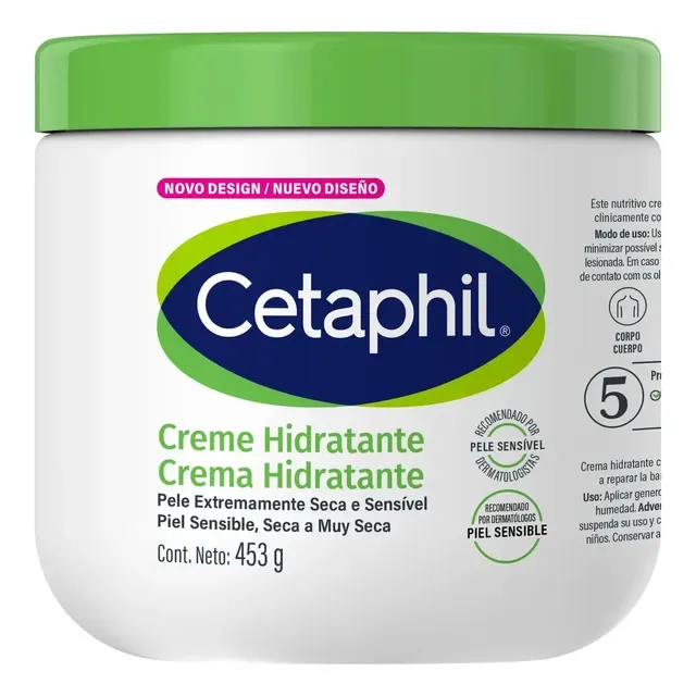 Creme Hidratante Cetaphil para Piel Seca a Muy Seca Sensível 453g Hidrata por até 48 h desde a primeira...