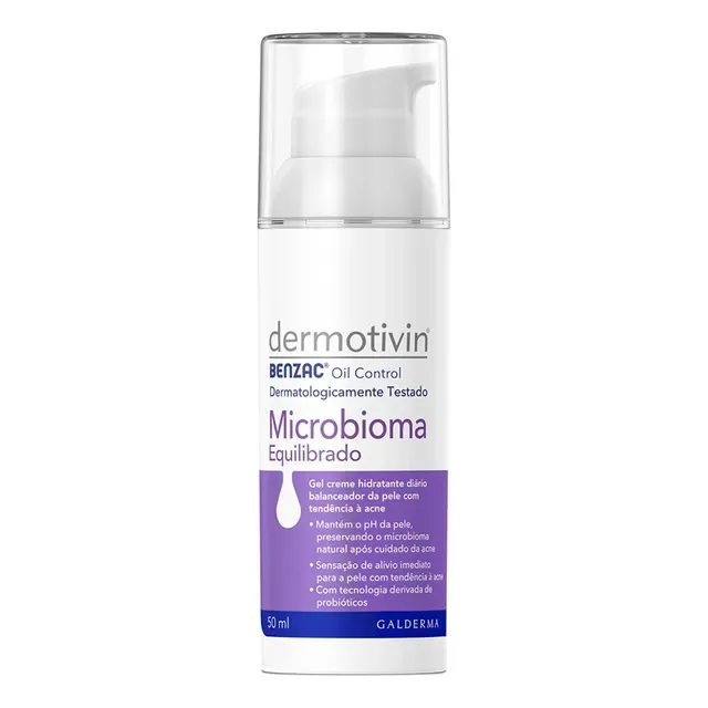 Creme Hidratante Facial Benzac Microbioma 50ml Dermotivin Momento de aplicação Dia/Noite Tipo de pele Oleosa