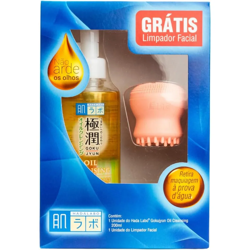 Hada Labo Kit Limpeza Facial Cleansing Oil + Massageador Facial Polvo