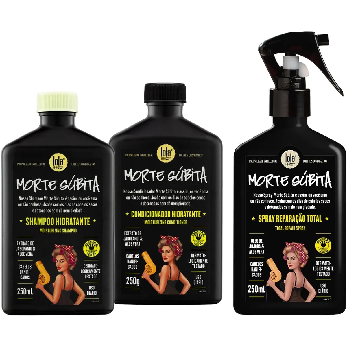 Kit Morte Súbita (Shampoo + Condicionador + Spray Reparaçao) - Lola From Rio