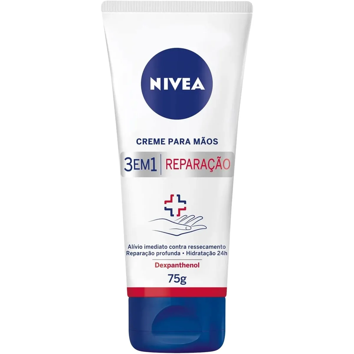 NIVEA Creme para Mãos Reparação com Dexpanthenol 75g, Alívio do Ressecamento, Hidratação 24h, Reparação...