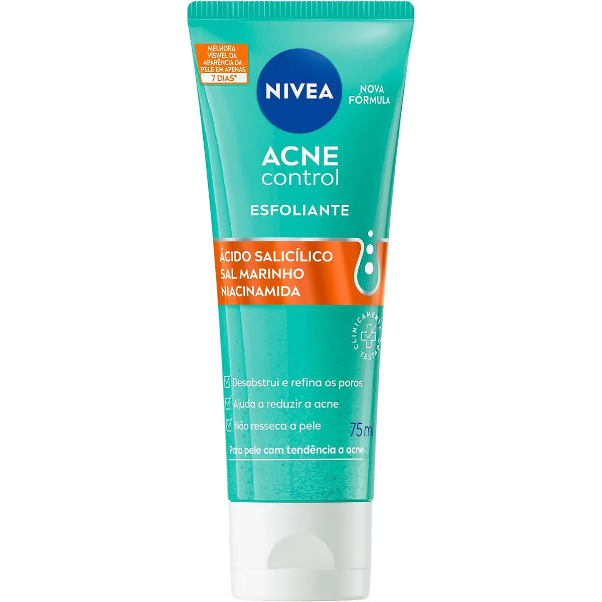 NIVEA Esfoliante Facial Acne Control 75ml, Esfoliação Suave, Desobstrui os Poros, Reduz Acne, Pele com...