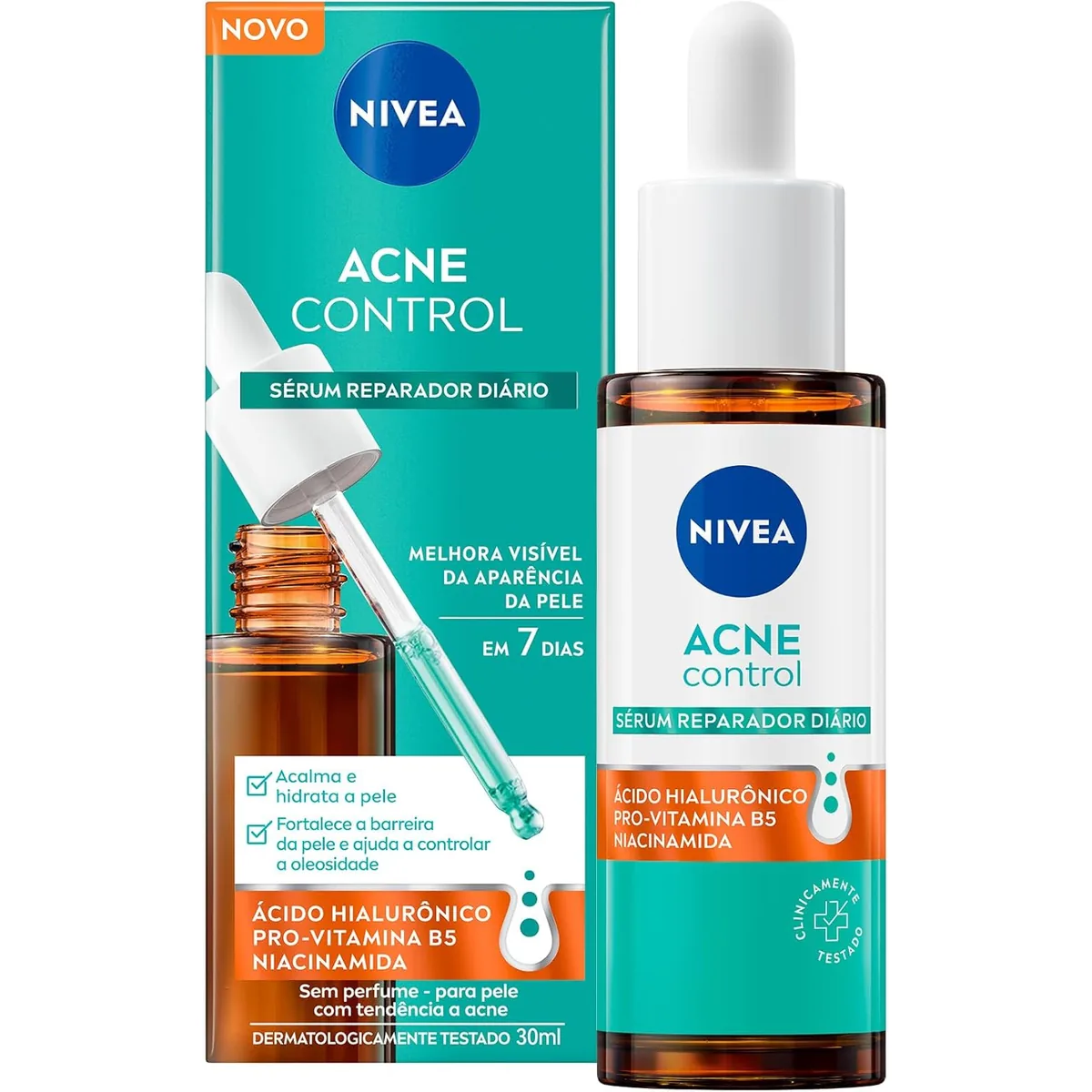 NIVEA Sérum Reparador Diário Acne Control 30ml, Acalma e Hidrata, Controla Oleosidade, Fortalece a Barreira...