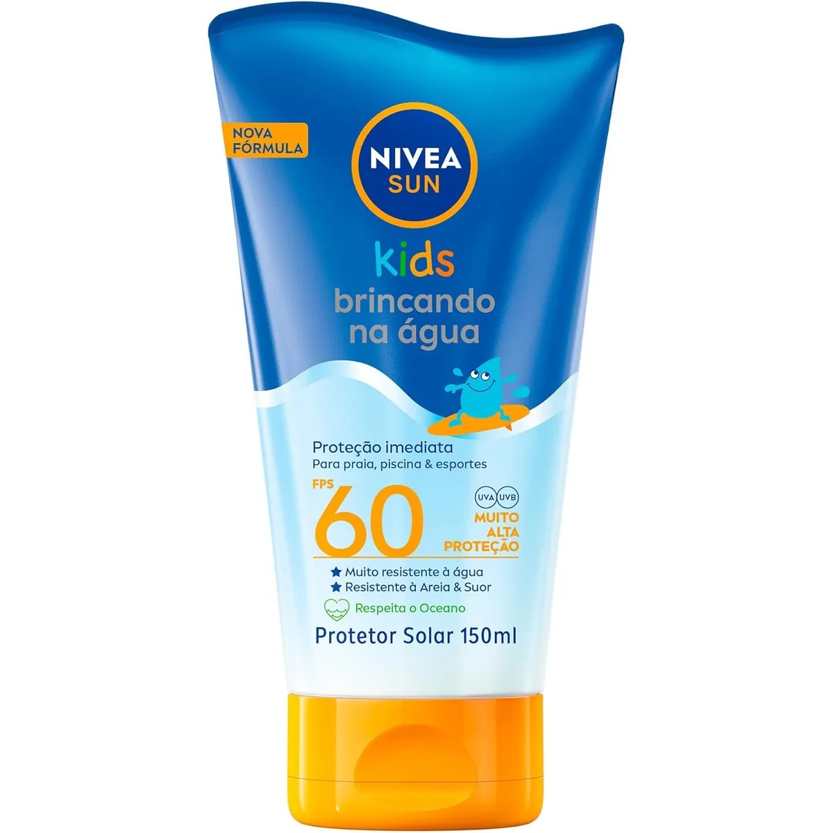 NIVEA SUN Protetor Solar Kids Brincando na Água FPS 60 150ml - Infantil, especialmente formulado para a pele...