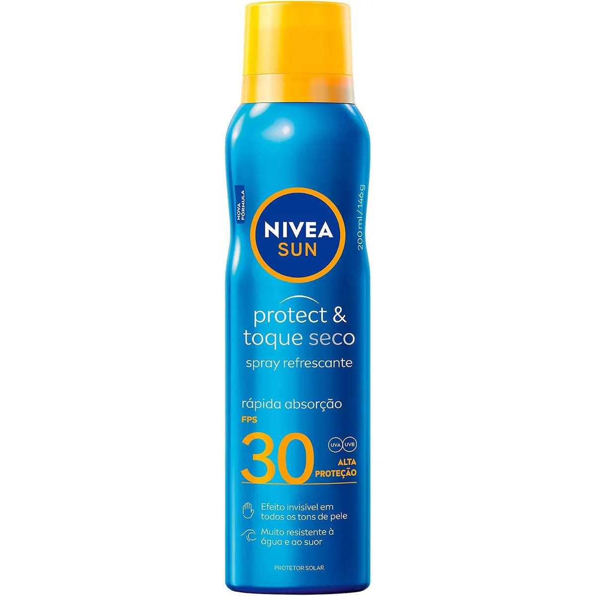 NIVEA SUN Protetor Solar Spray Protect & Toque Seco FPS 30 200ml - Com rápida absorção e resistente à água,...