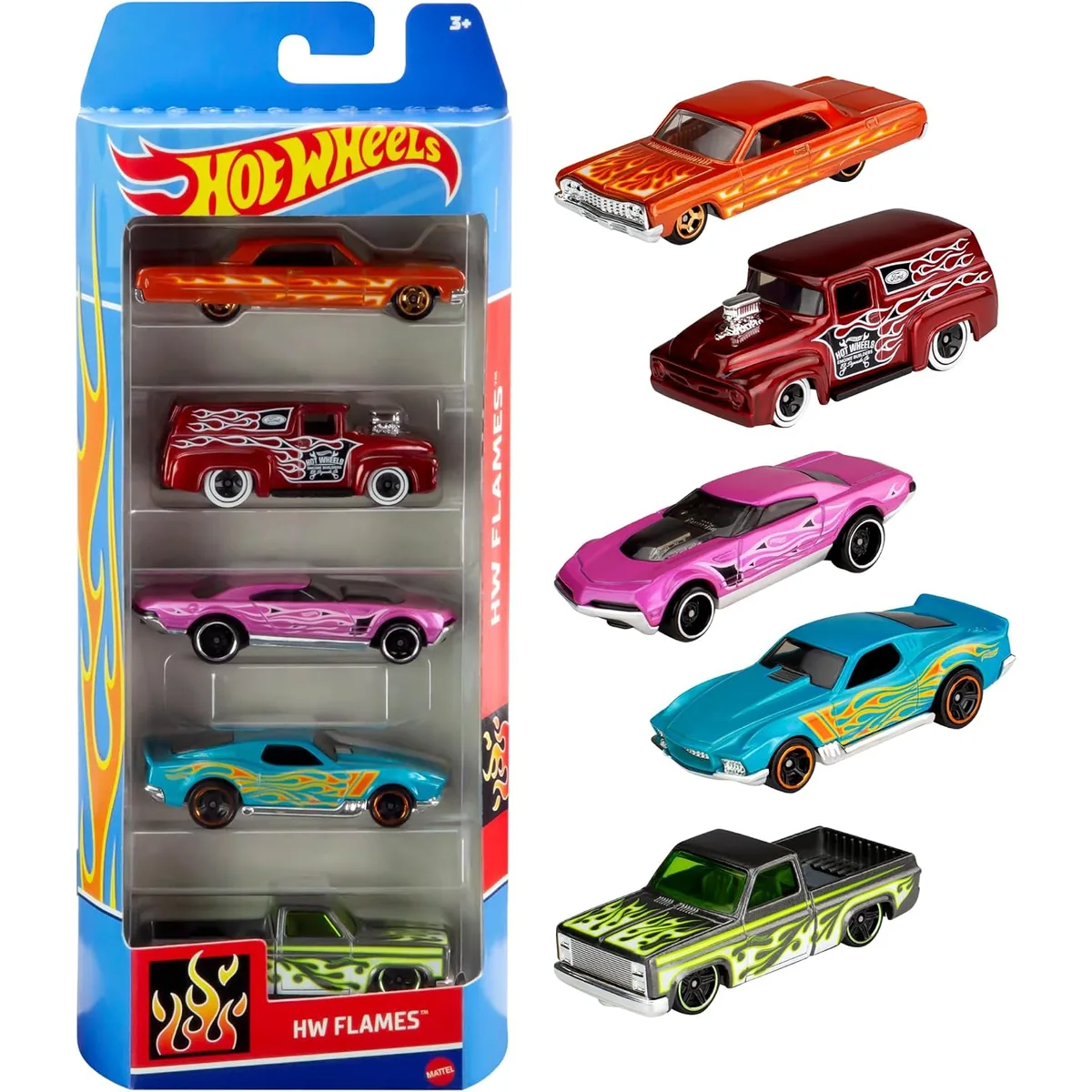 Pacote 5 Carros Sortidos, Hot Wheels, Mattel, Multicor - não é possível escolher as cores