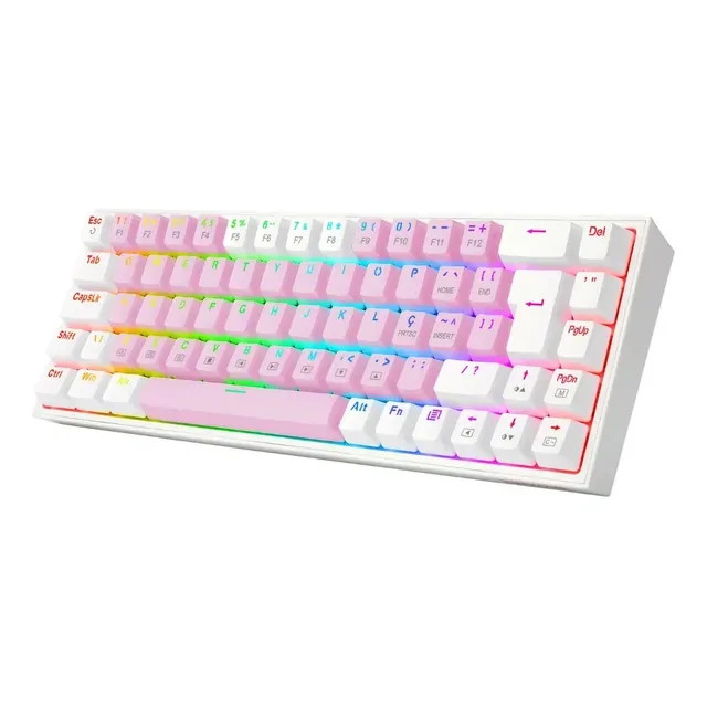 Redragon Castor Rgb Rosa E Branco Switch Marrom Rosa E Branco Português Abnt2