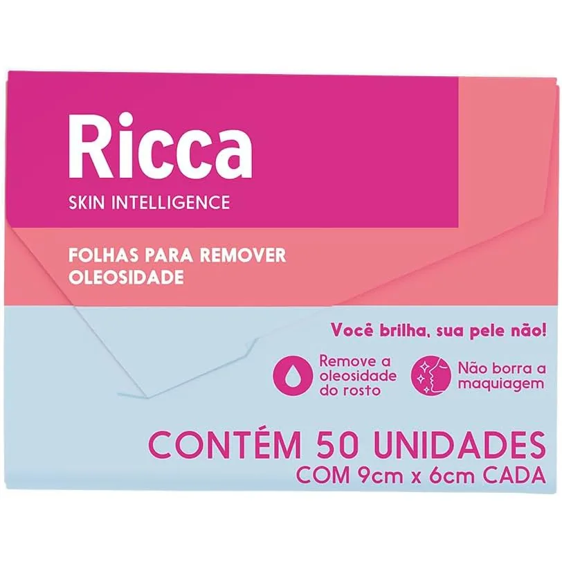 Ricca, Lenços Absorventes de Oleosidade para o Rosto, 50 unidades