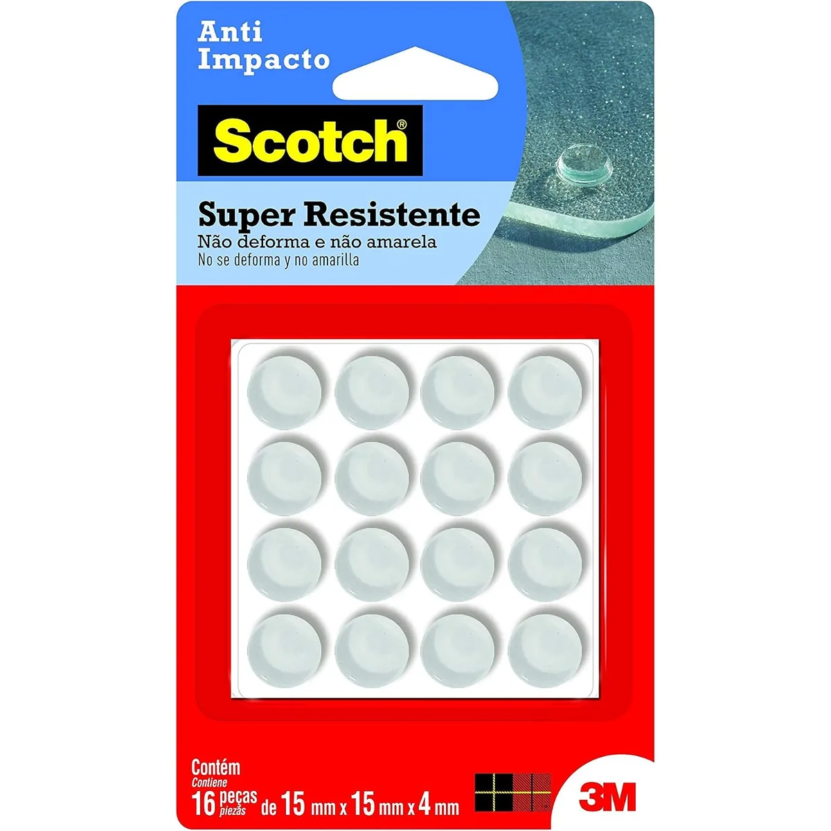 SCOTCH 3M Protetor Anti-Impacto Redondo Grande Transparente 16 Unidades