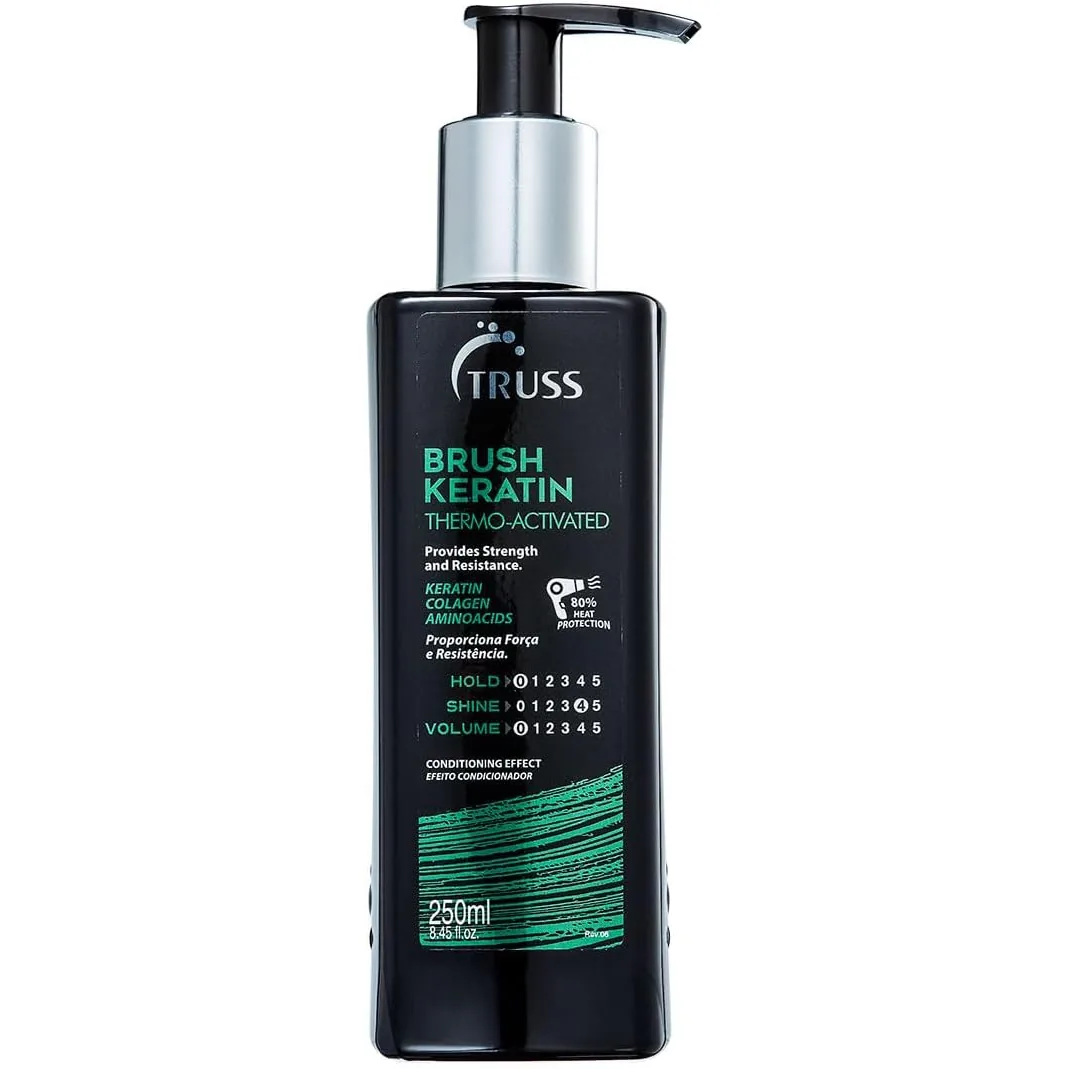 Truss Leave-In Brush Keratin | Proteção Térmica e Reconstrução para Cabelos Danificados | 250ml